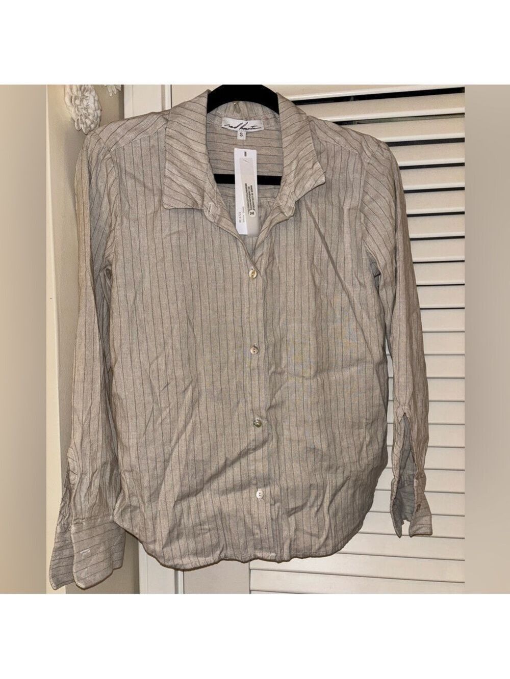 Red Haute Women’s Linen Gray Striped Shirt_ Matching Set